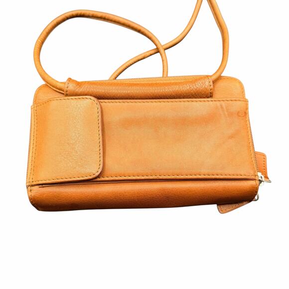 Fossil Leather Wallet Crossbody Tan Zip Around Phone Bag - Picture 2 of 7